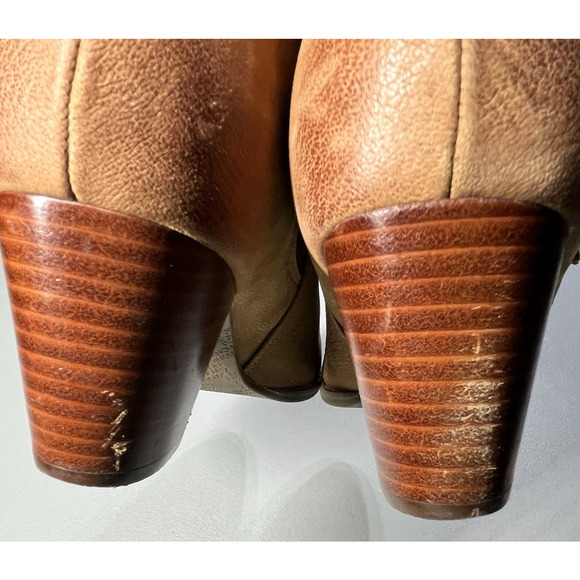 Vionic Sterling Ankle Boots Womens 8 Beige Leather Stacked Heel Side Zip Booties - Picture 7 of 9